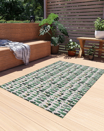Mini Vintage Green Trees Outdoor Rug, 48" x 72"