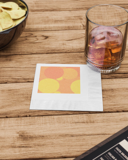 Pastel Bright Oranges Patches White Coined Napkins, 4.8" x 4.8"
