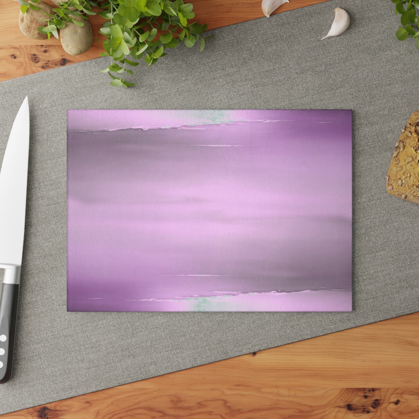 Dark Pink Sea Amethyst Fog 8" x 11" Glass Cutting Board