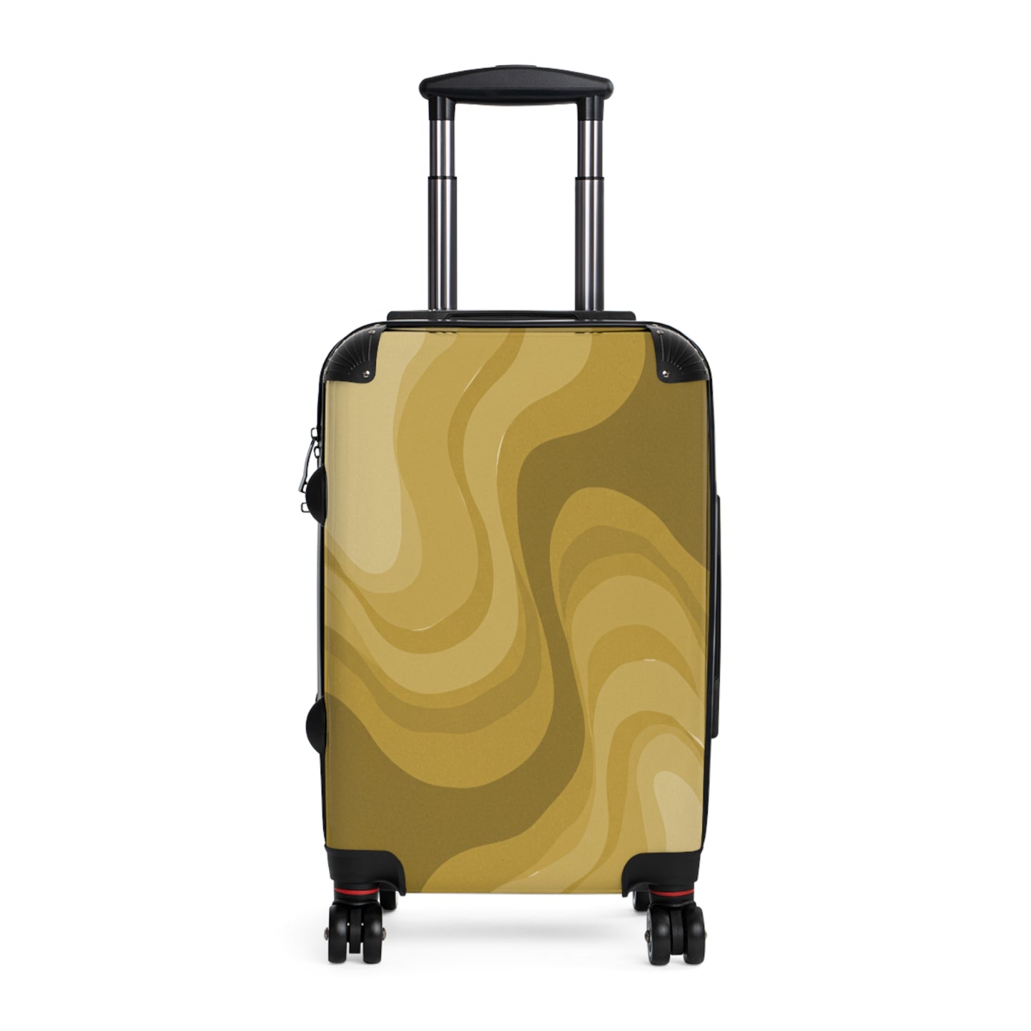 Brown Wavey Small Suitcase with built in lock, 4 double-wheels, telescopic handle, and ABS back hard-shell