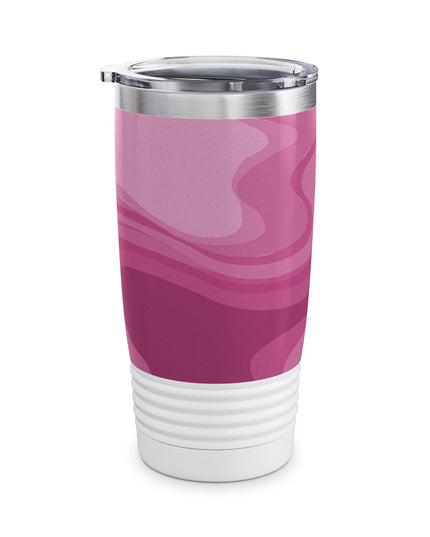 Pinky Mauve Wavey Ringneck Tumbler, 20oz in white