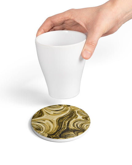 Uzi Spiral Light Brown 4" x 4" Round Ceramic Coaster