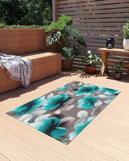 Tif Green Gray Floral Bunch Outdoor Rug, 36" x 60"