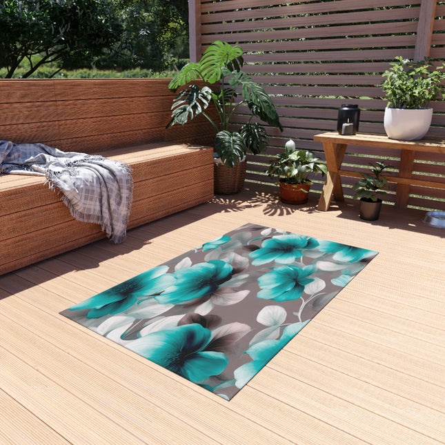 Tif Green Gray Floral Bunch Outdoor Rug, 36" x 60"