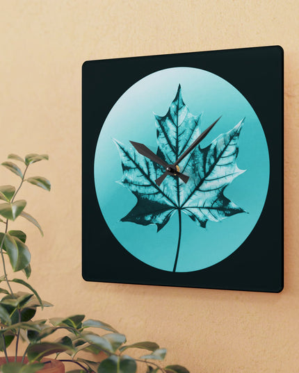 Tif Green Maple Leaf Acrylic Wall Clock, Round or Square, 10.75" x 10.75"