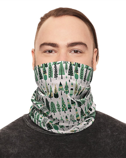 Mini Vintage Green Trees Winter Neck Gaiter With Drawstring