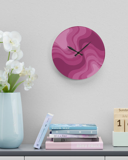 PInky Mauve Wavey 10.75" x 10.75" Round or Square Acrylic Wall Clock