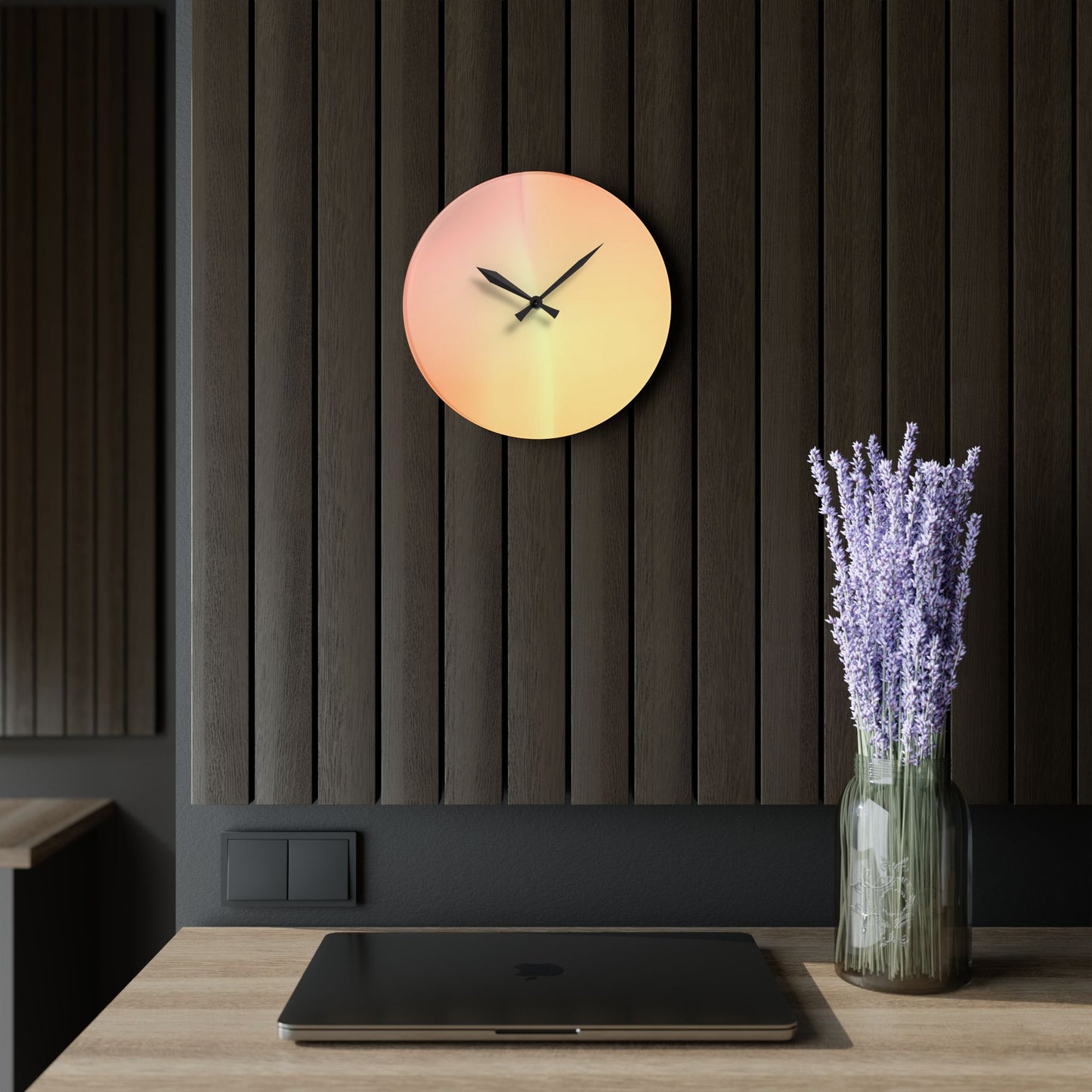 Hot Peach Fade Acrylic Wall Clock, Round or Square, 10.75" x 10.75"