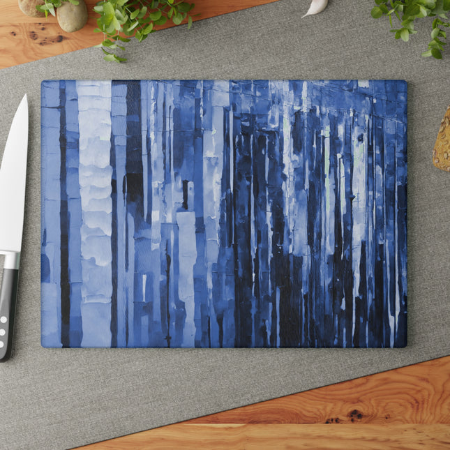 Striped Deep Blue 11" x 15" Glass Cutting Board