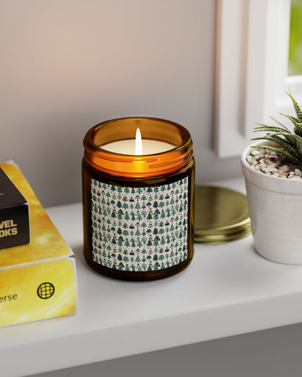 Mini Vintage Green Trees Scented Candles, Coconut Apricot Wax (9oz)