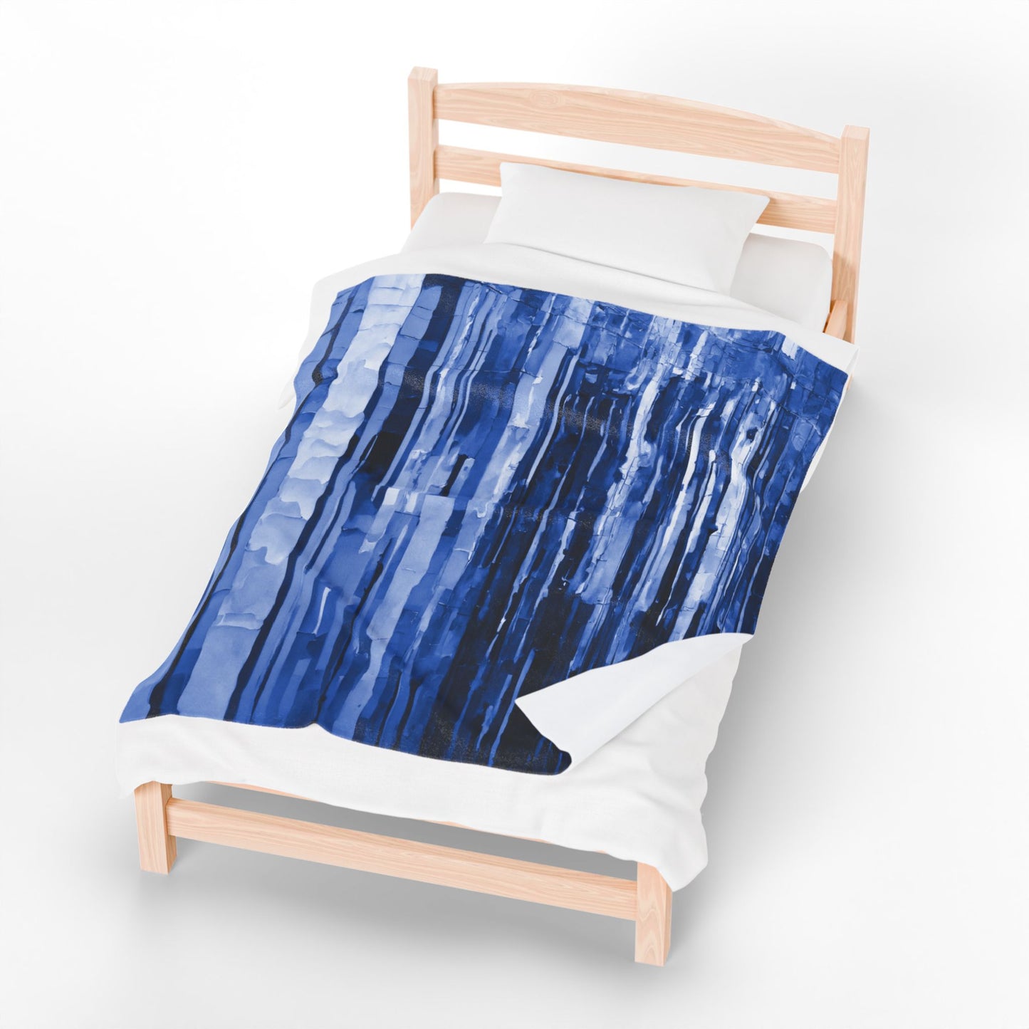 Striped Deep Blue Velveteen Plush Blanket, 50" x 60"