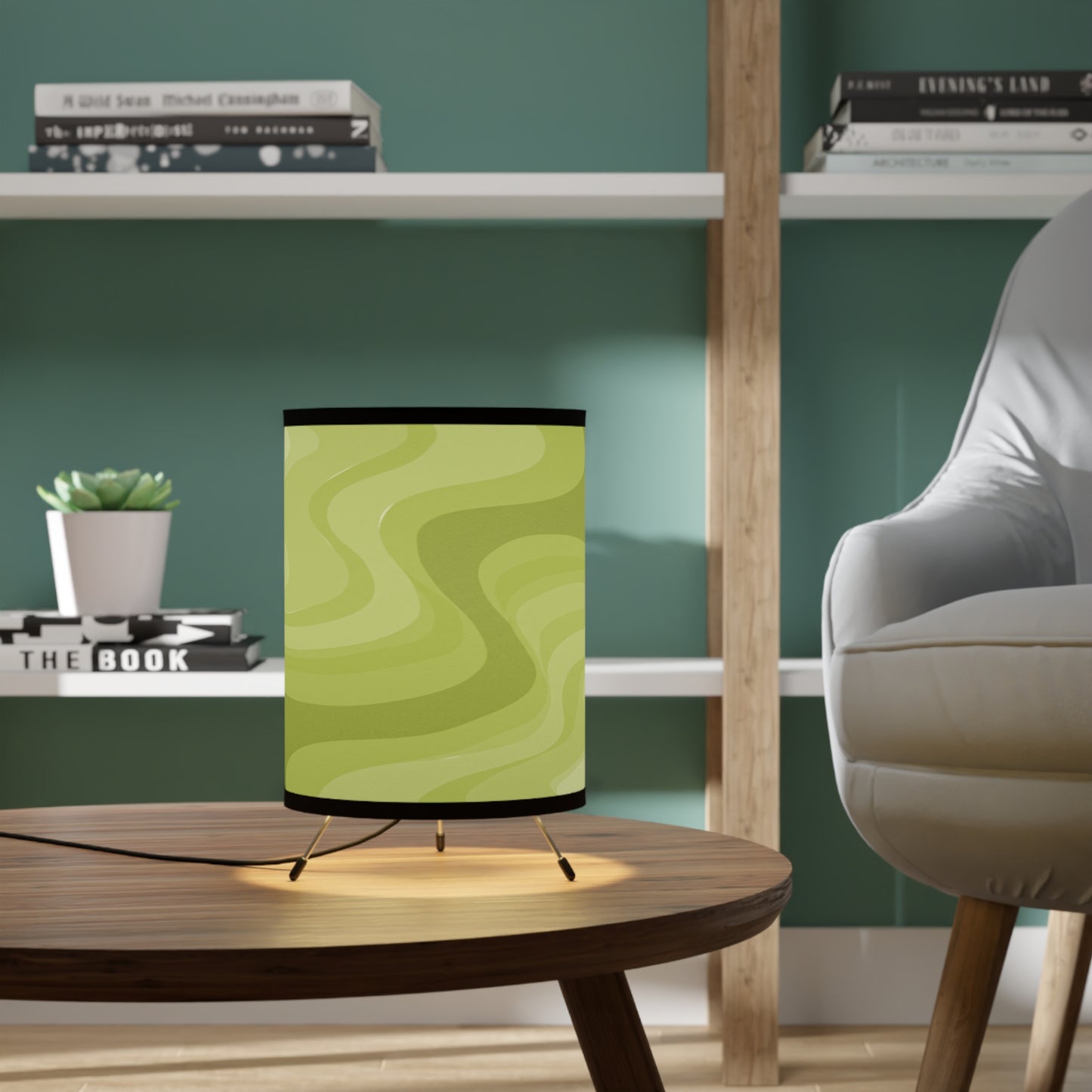 Lemon Wavey Tripod Lamp with High-Res Printed Shade, US\CA plug