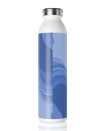 Deep Blue Wavey Slim Water Bottle, 20 oz White