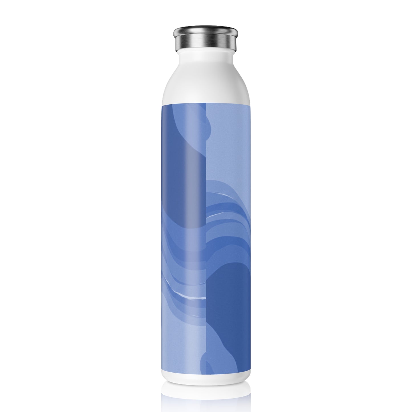 Deep Blue Wavey Slim Water Bottle, 20 oz White
