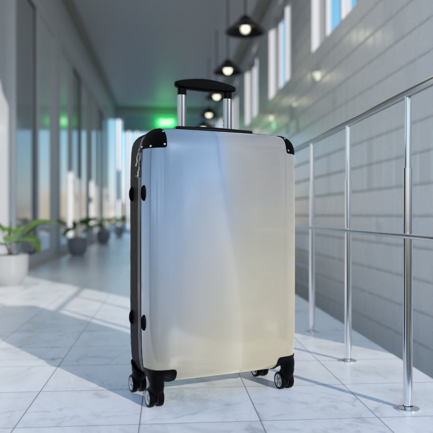 Cobalt Fade Medium Suitcase with built in lock, 4 double-wheels, telescopic handle, and ABS back hard-shell