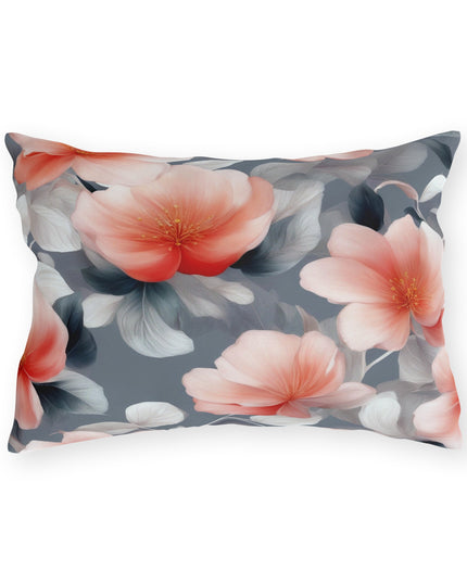 Red Blossom Floral Bunch Outdoor Pillow, 20" x 14"