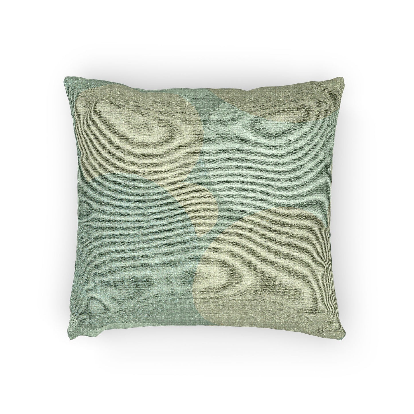 Pastel Blue and Green Patches Woven Pillow, 17" x 18"