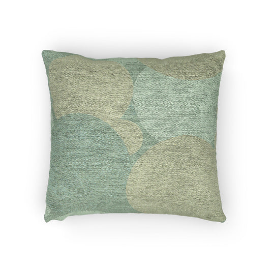 Pastel Blue and Green Patches Woven Pillow, 17" x 18"