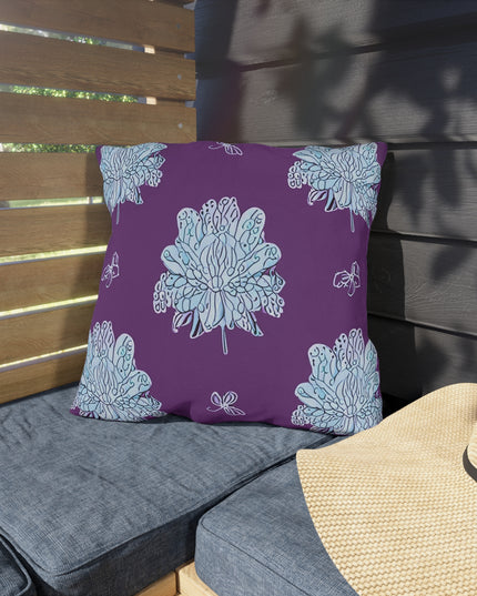 Blue Floral Butterflies 18" x 18" Outdoor Pillow