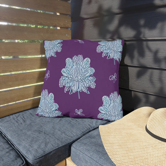 Blue Floral Butterflies 18" x 18" Outdoor Pillow