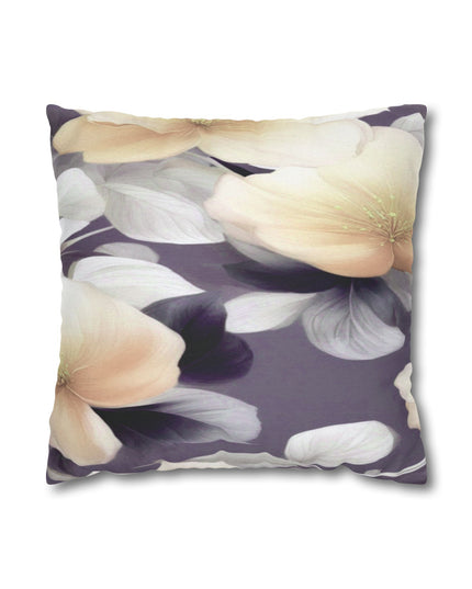White Blush Floral Bunch Spun Polyester Square Pillowcase, 14" x 14"