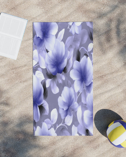 Indigo Blossom Floral Bunch Beach Towel, 24" x 44"