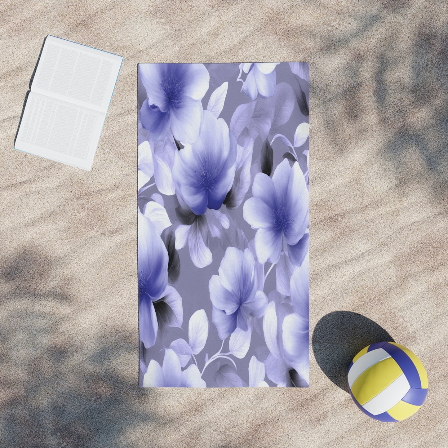 Indigo Blossom Floral Bunch Beach Towel, 24" x 44"