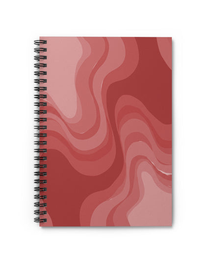 Power Red Wavey Spiral Notebook - Ruled Line, 6" x 8", 118 pages