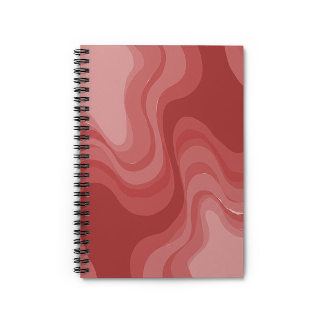 Power Red Wavey Spiral Notebook - Ruled Line, 6" x 8", 118 pages