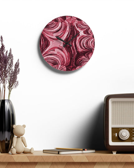 Uzi Spiral Ruby Acrylic Wall Clock, Round or Square, 10.75" x 10.75"