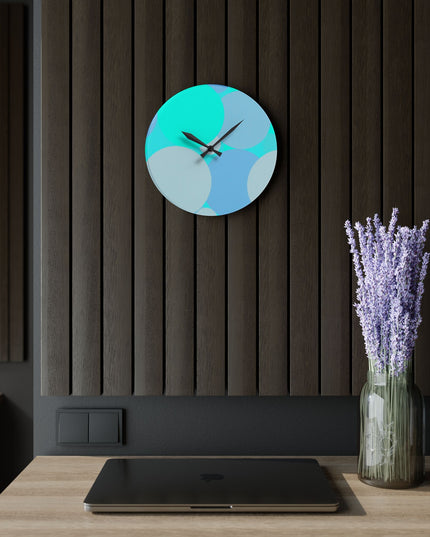 Pastel Tan and Tif Patches Acrylic Wall Clock, Round or Square, 10.75" x 10.75"