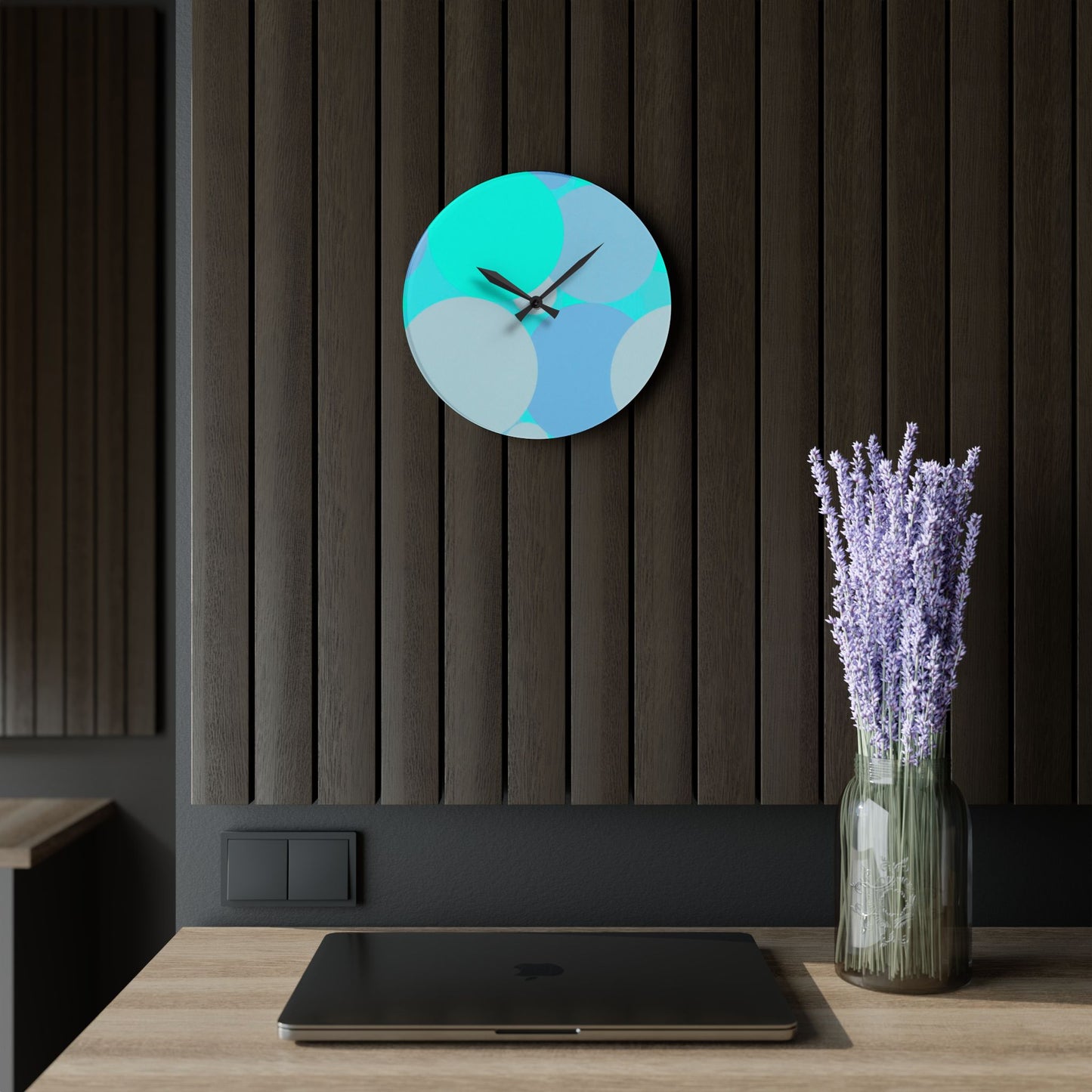 Pastel Tan and Tif Patches Acrylic Wall Clock, Round or Square, 10.75" x 10.75"