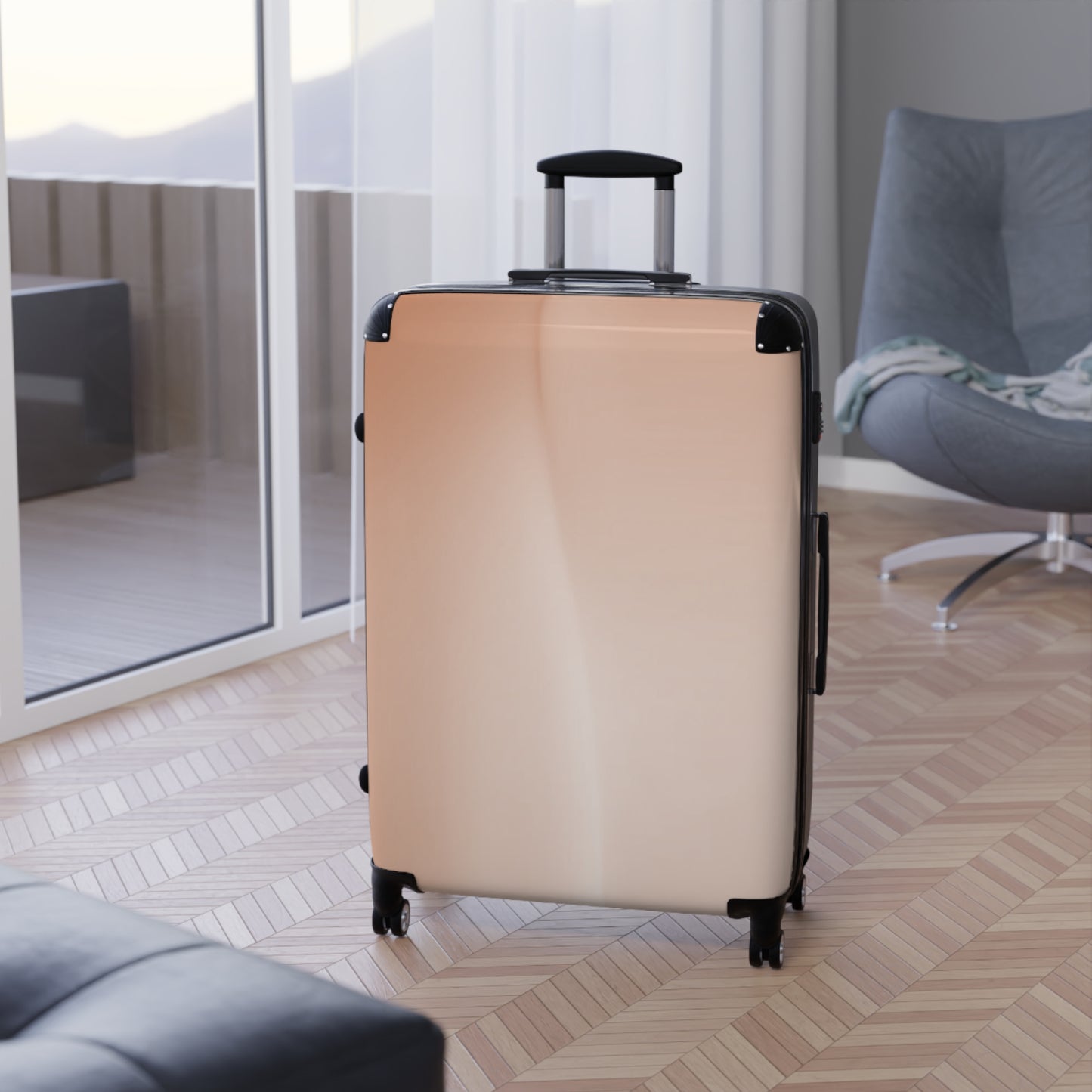 Soft Fade Large Suitcase with built in lock, 4 double-wheels, telescopic handle, and ABS back hard-shell