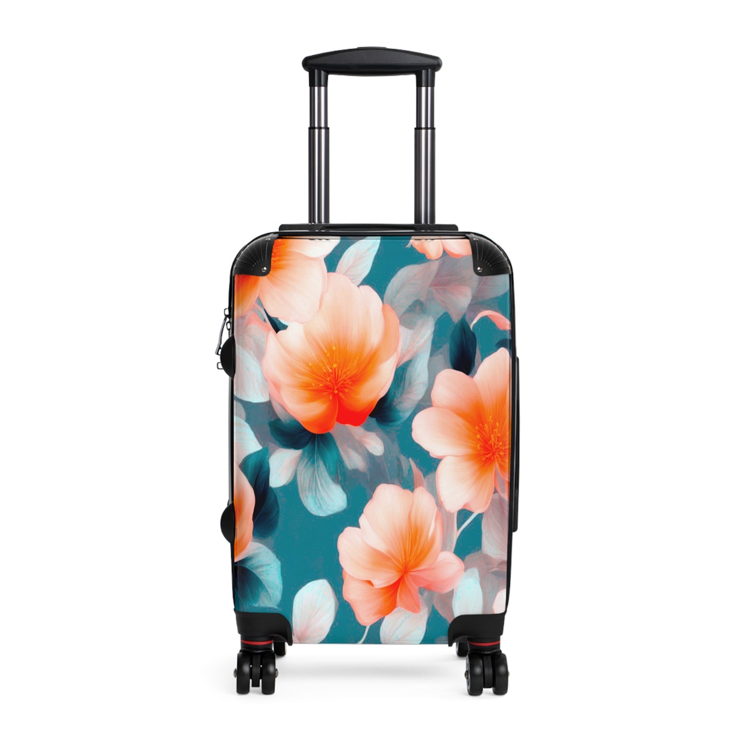 Orange Blossom Floral Bunch Small Suitcase with built in lock, 4 double-wheels, telescopic handle, and ABS back hard-shell