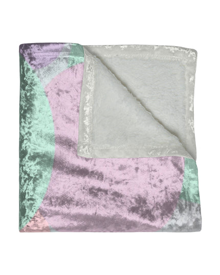 Pastel Peach and Soft Green Patches 50" x 60" Crushed Velvet Blanket