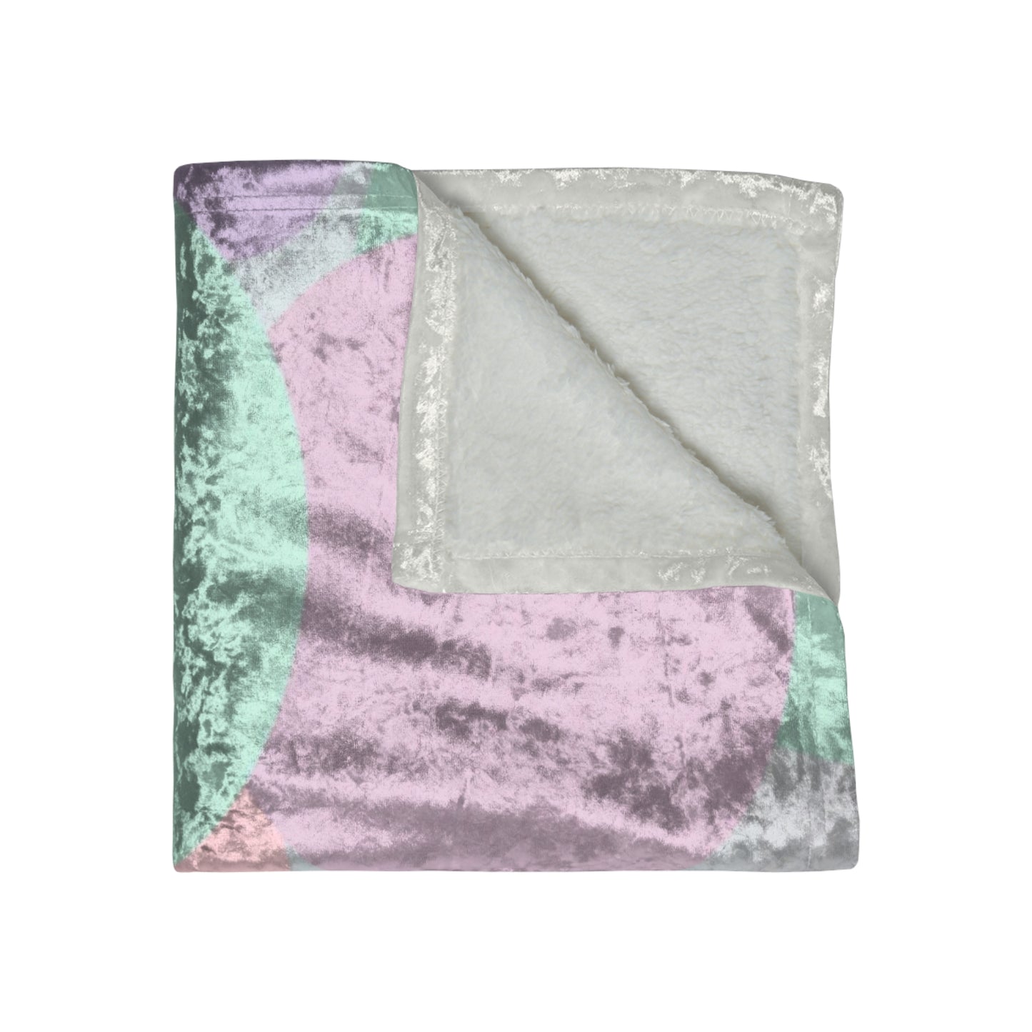 Pastel Peach and Soft Green Patches 50" x 60" Crushed Velvet Blanket