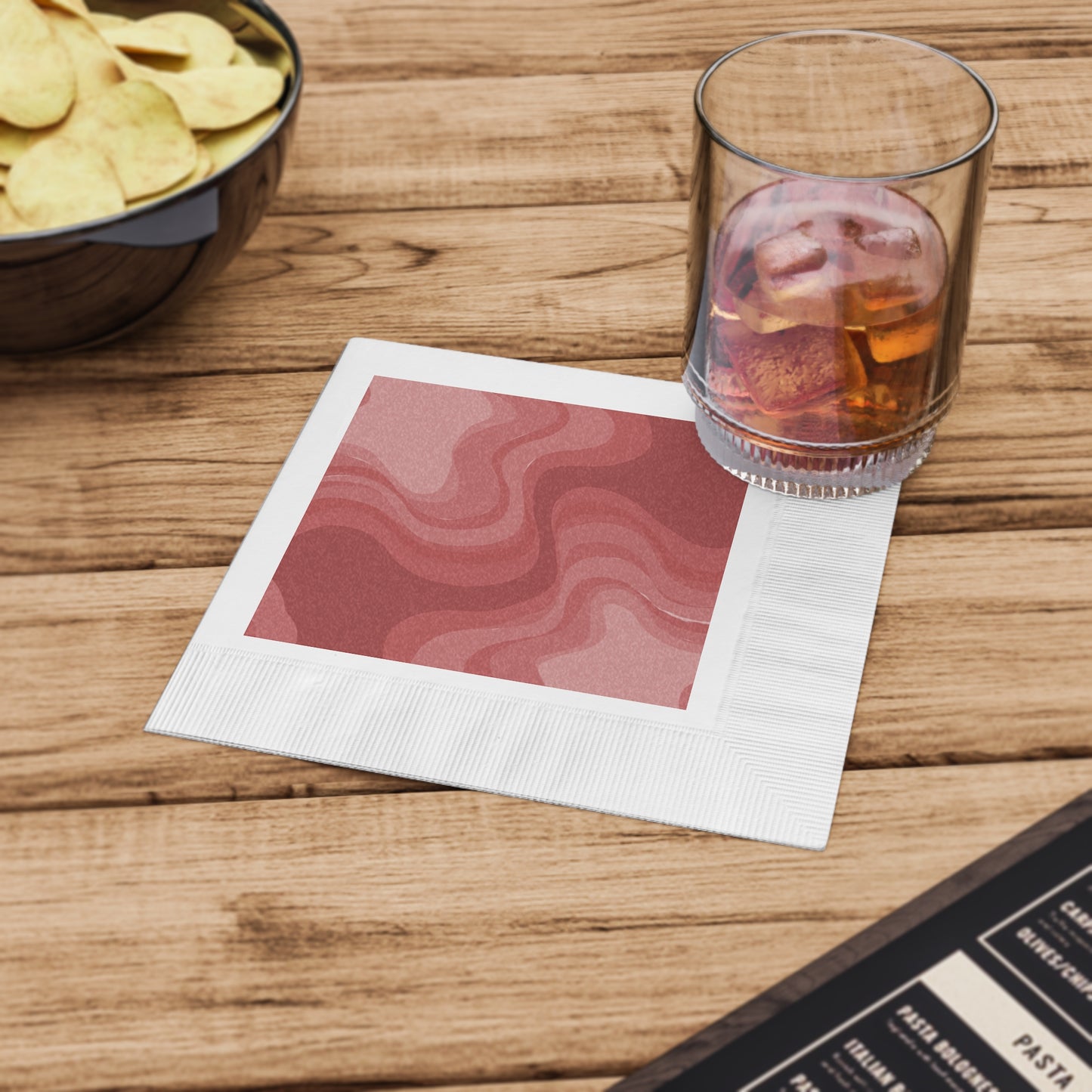 Power Red Wavey White Coined Napkins, 6.5" x 6.5"