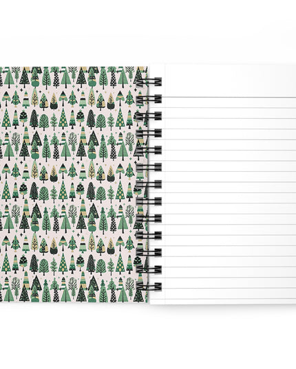Mini Vintage Green Trees Spiral Bound Journal, 5" x 7" 150 pages
