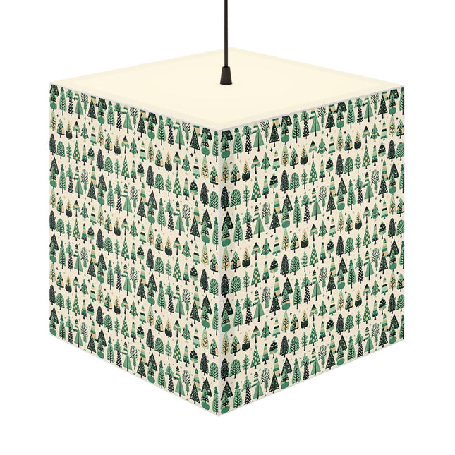 Mini Vintage Green Trees 11.7" × 11.5" × 11.5" Light Cube Lamp