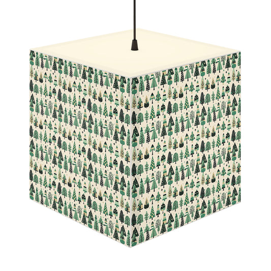 Mini Vintage Green Trees 11.7" × 11.5" × 11.5" Light Cube Lamp