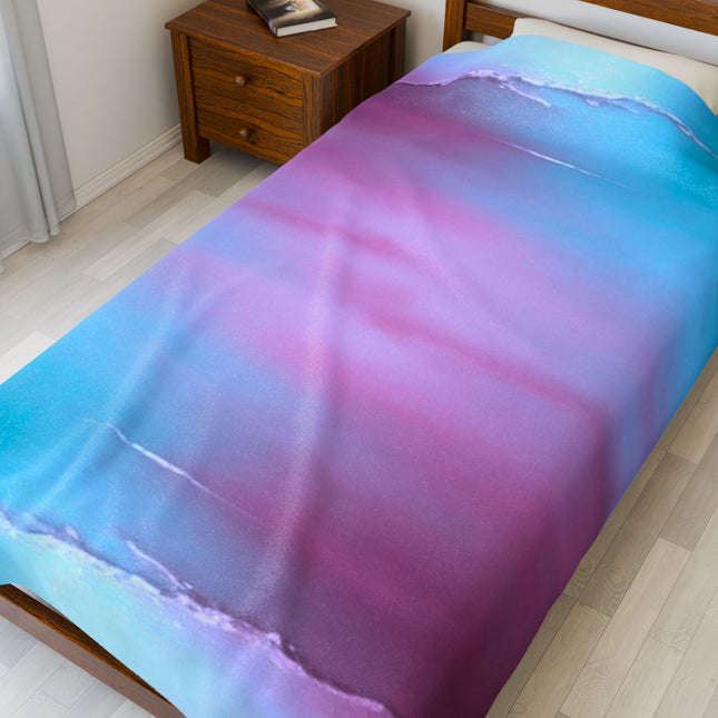 Wine Sea Blue Fog Velveteen Plush Blanket, 60" x 80"