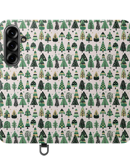 Mini Vintage Green Trees Flip Cases, Samsung Galaxy S25