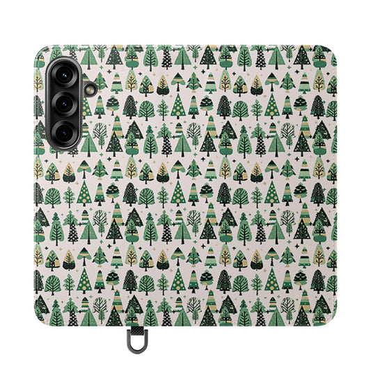 Mini Vintage Green Trees Flip Cases, Samsung Galaxy S25
