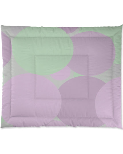 Pastel Lavender Purple and Soft Green Patches 104" × 88" Comforter