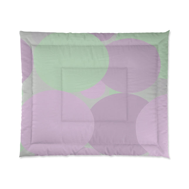 Pastel Lavender Purple and Soft Green Patches 104" × 88" Comforter