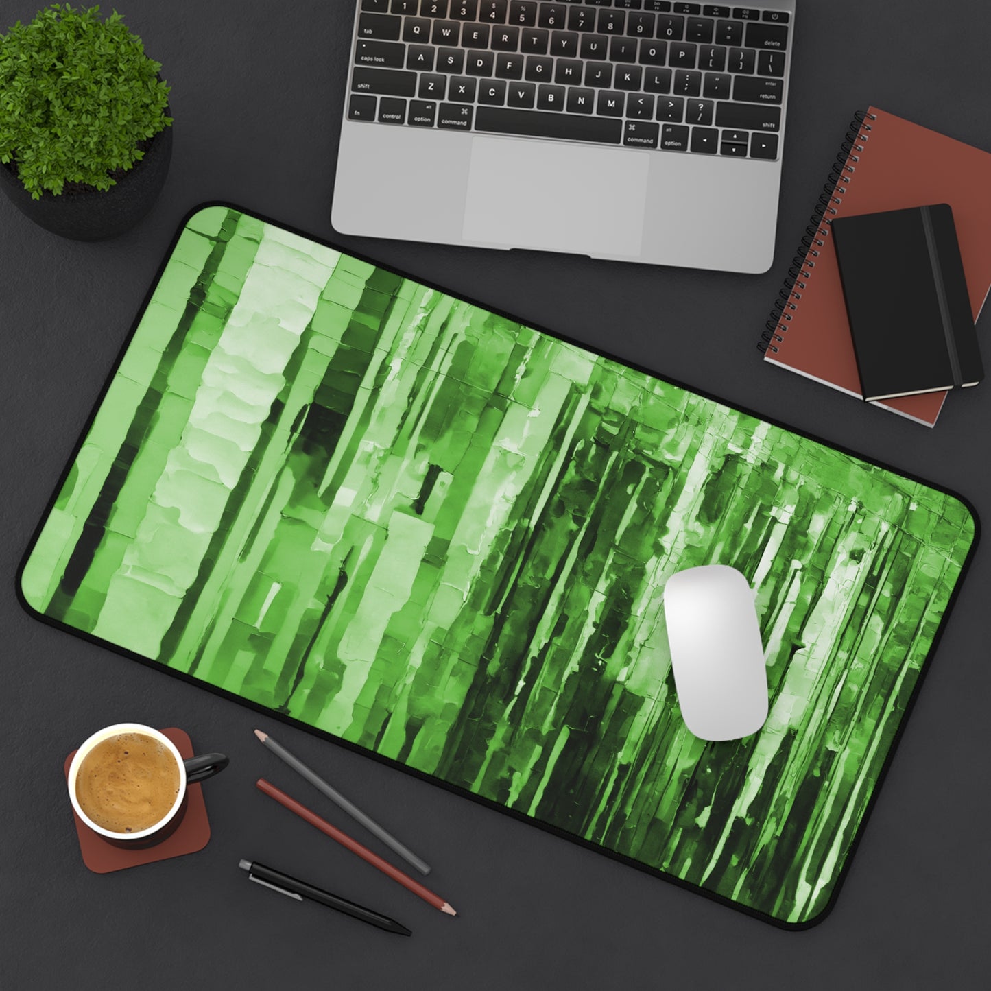 Striped Mint Pastel 12" x 22" Desk Mat
