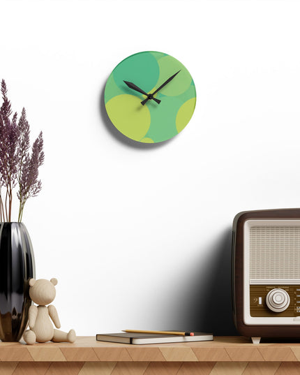 Pastel Green Patches Acrylic Round Wall Clock, 8" x 8"