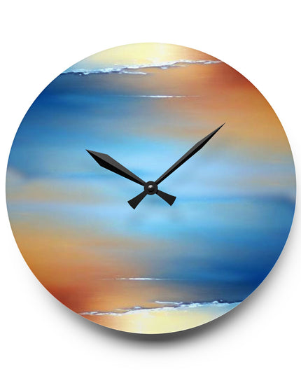 Blue Sea Red Orange Fog Acrylic Wall Clock, Round or Square, 10.75" x 10.75"