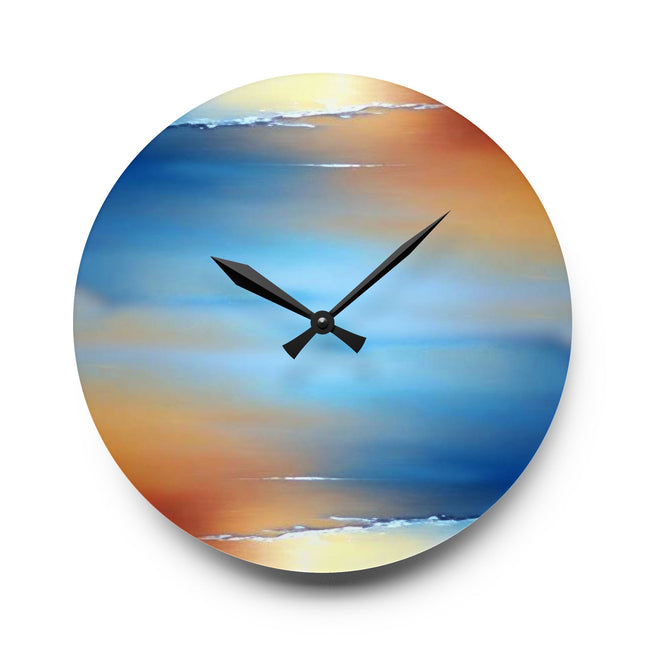 Blue Sea Red Orange Fog Acrylic Wall Clock, Round or Square, 10.75" x 10.75"