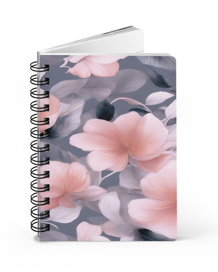Peach and Blue Gray Floral Bunch Bound Journal, 5" x 7" 150 pages